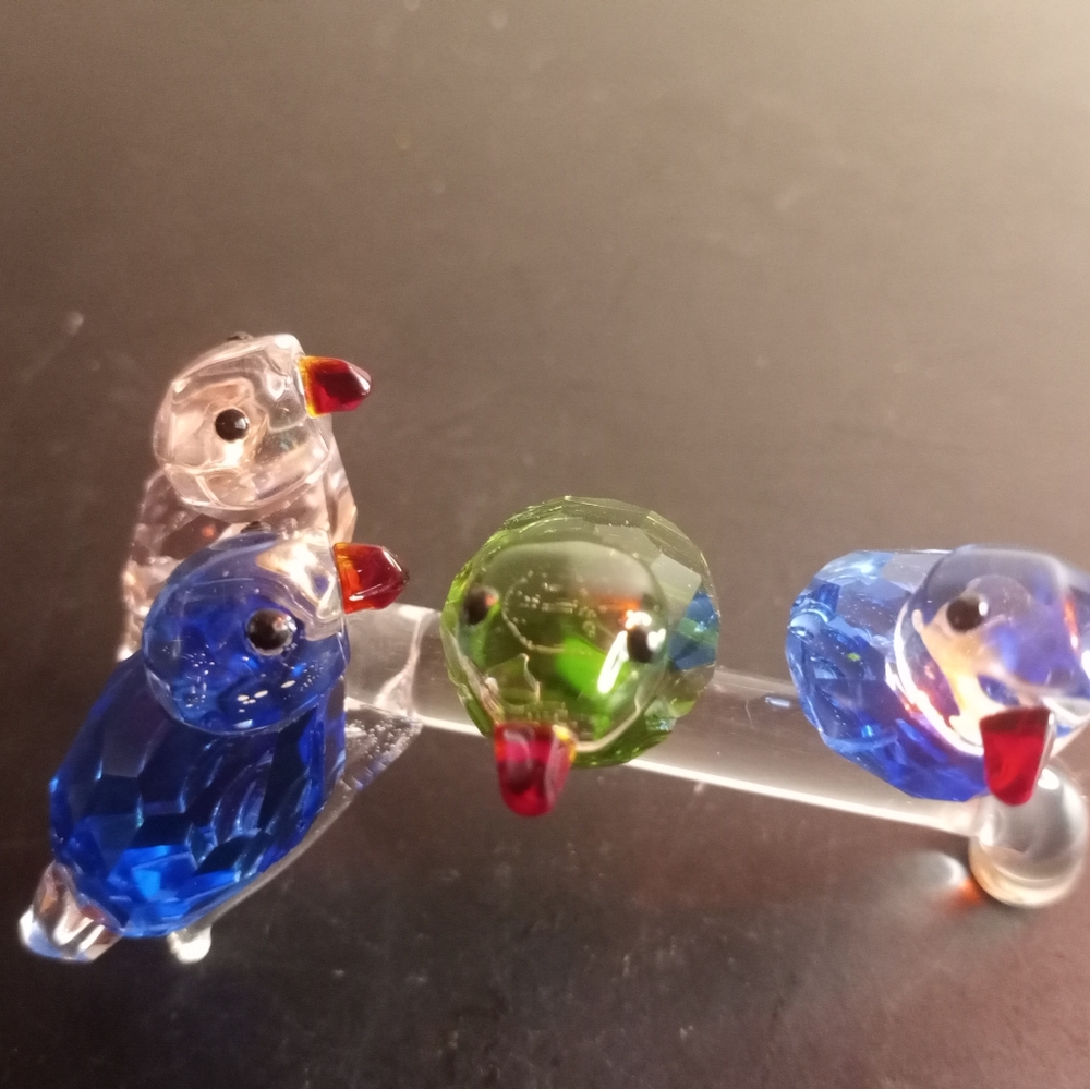 Swarovski Crystal 4" Four Birds on a Branch Figurine.